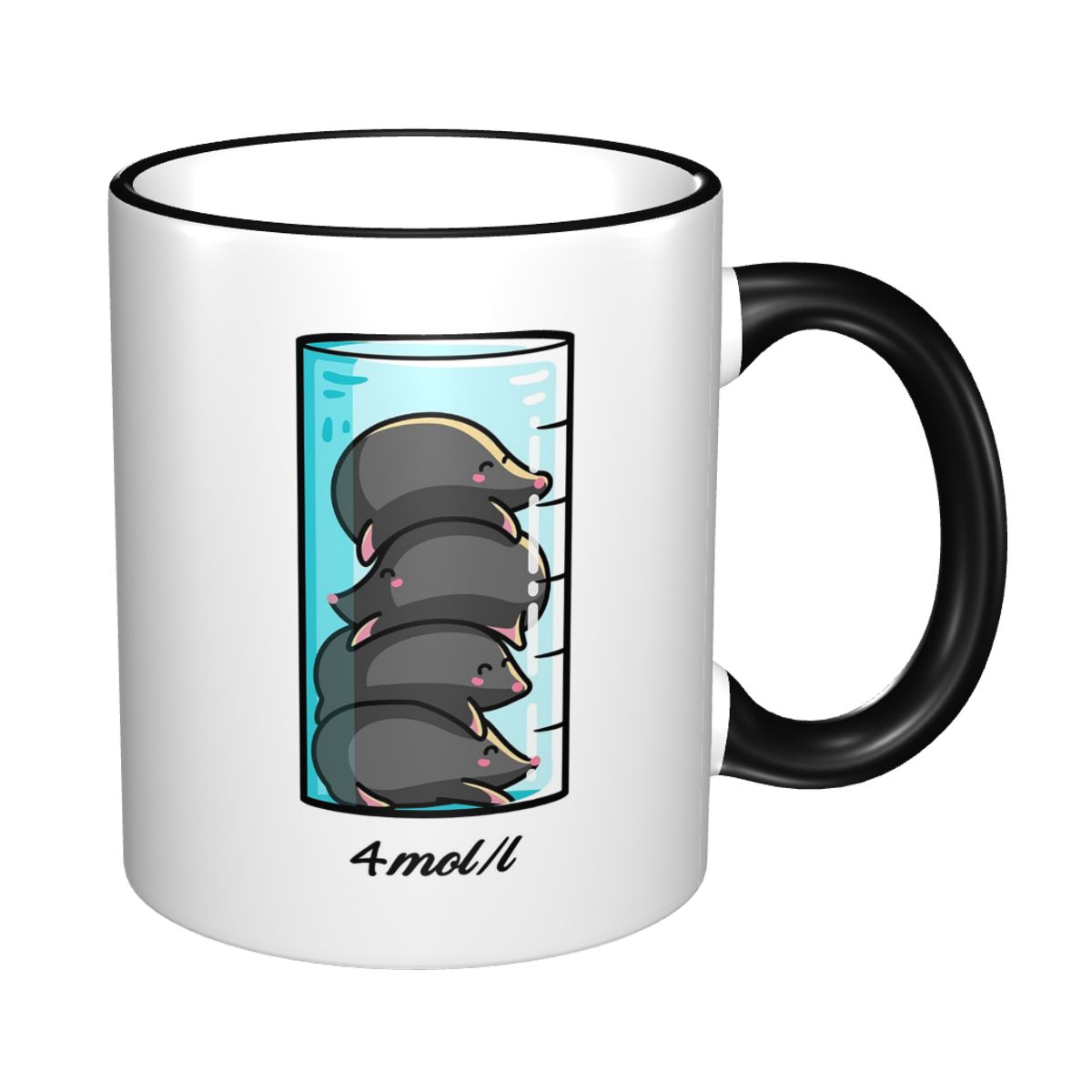 Coffee Tea Joke - 1リットルあたり4匹のモグラが描かれた化学科学ジョークマグカップ、面白いセラミックコーヒーカップ、ティーカップ、ミルクカップ、ドリンクウェア、女性男性へのギフト