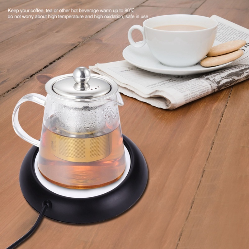 Coffee Tea Warmer - 木目調USBカップウォーマーヒートマット、飲料用マグカップ、オフィス、紅茶、コーヒー用ヒーターパッド