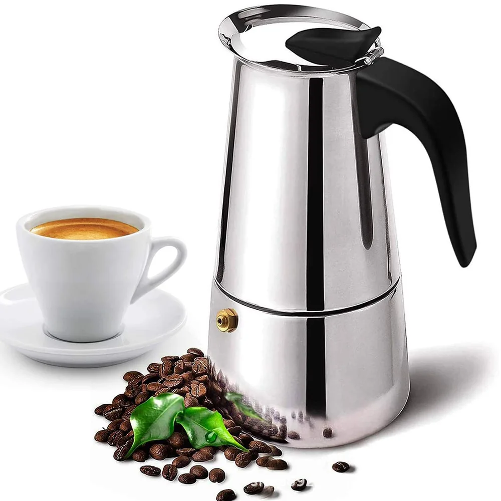 Moka Pot Stove - プレミアムステンレス鋼モカコーヒーメーカー 2/4/6 カップイタリアエスプレッソポットコンロ家庭用キッチンフィルターコーヒーポット
