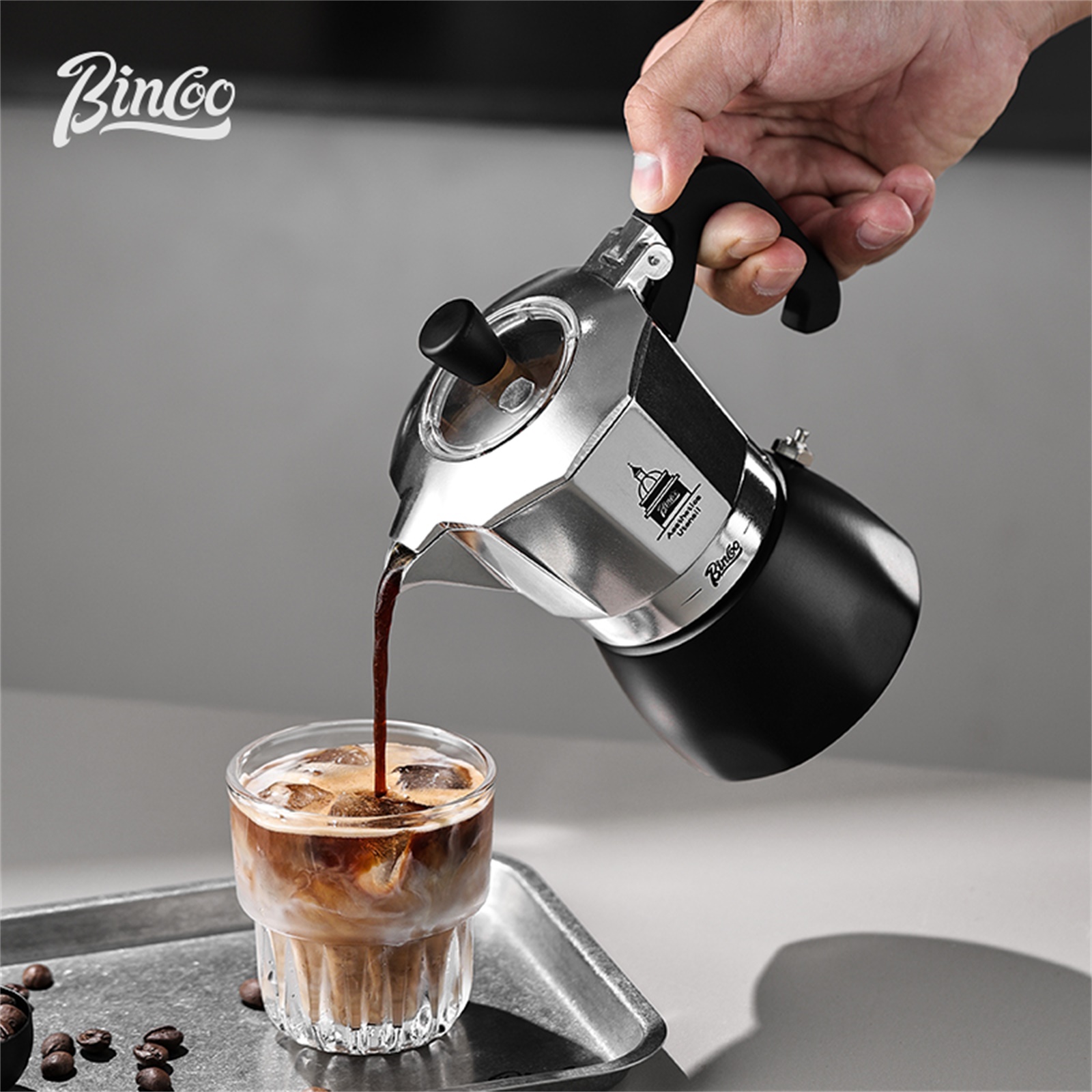 Coffee Tea Chocolate - BINCOO ダブルバルブモカポット、エスプレッソ抽出コーヒーメーカー、ポータブルホームマシンモカポット、屋外使用バリスタアクセサリー