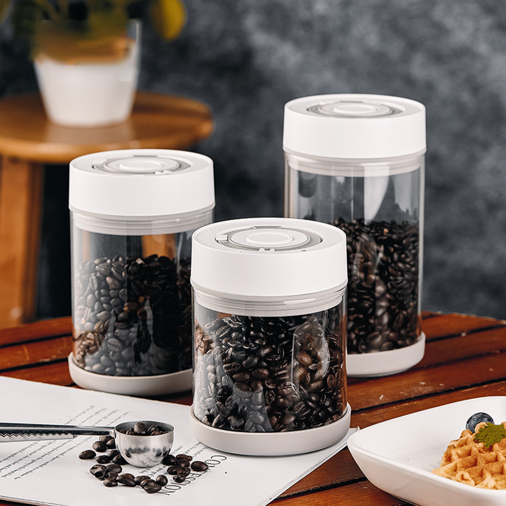 Coffee Tea Canister Set - キッチン防湿ガラスコーヒー豆ジャー自動インテリジェント真空保存密封ジャー食品フルーツシリアルティーコンテナ