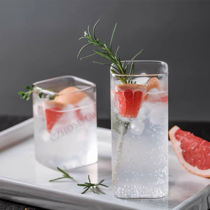 Water Tea And Coffee - 6/4/2/1個の正方形ガラスカップコーヒーマグ耐熱水カップ透明茶飲料ミルクbeerteaためジュースデザート