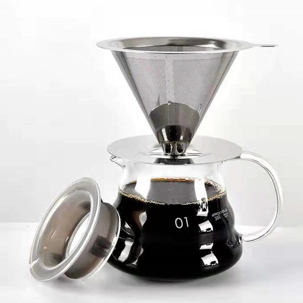 Dispenser Coffee And Tea - 再利用可能なコーヒーフィルターホルダー二重層ステンレス鋼コーヒー茶ストレーナーコーヒーアクセサリーコーヒー作成ツール