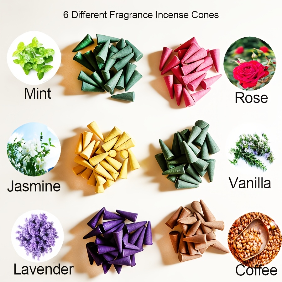 Coffee Jasmine Tea - 200G/約 222個入り ジンユ・リウユンタワーインセンスコーン、ラベンダー/コーヒー/レッドローズ/バニラ/ミント/ジャスミン/ミックスタワーインセンス、瞑想、ヨガ、茶道、オフィスでのリラックスに最適、そして素晴らしい贈り物にも。