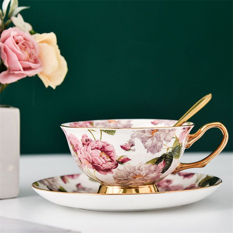Tea Coffee Pot Set - 斬新で美しいコーヒーカップ＆ソーサー・スプーンセット、ボーンチャイナ、イングリッシュアフタヌーンティーカップ、紅茶セット、ホームパーティー用コーヒーウェア