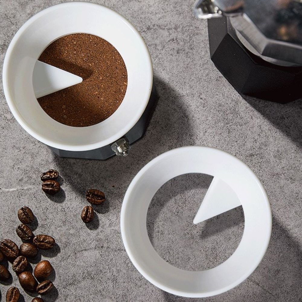 Coffee Tamper Leveler - こぼれ防止パウダーモカポットタンパーユニバーサルノンプレッシャーコーヒーポットパウダーリングホワイトABSコーヒーディストリビューターレベラーバリスタ