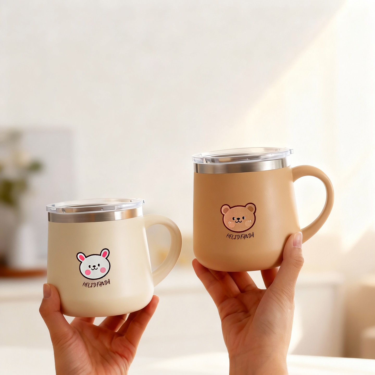 Coffee Tea Warmer - 430ML漫画柄316ステンレス鋼製コーヒーカップ二重壁断熱サーモマグ携帯用ドリンクカップタンブラーハンドル付き