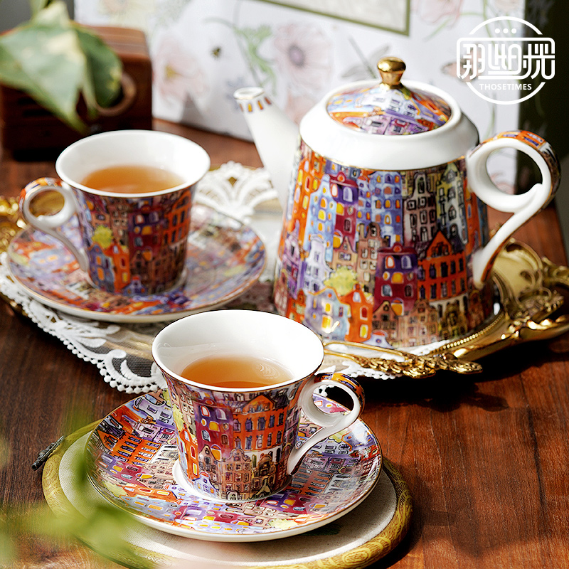 Tea Coffee Pot Set - 絶妙な高級イギリス式アフタヌーンティーカップティーセット、ヨーロッパ風コーヒーポットセット、家庭用ウォーターカップケトルセット