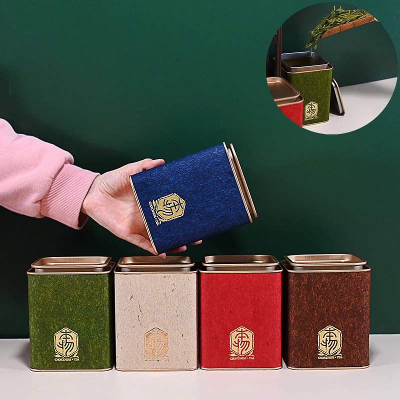 Coffee Jasmine Tea - 茶錫コンテナ正方形金属茶保存瓶ジャスミン茶コーヒーシュガー臭い容器