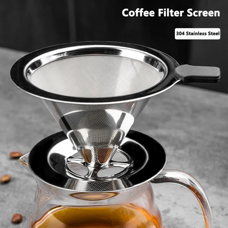 Dispenser Coffee And Tea - 再利用可能なコーヒーフィルターホルダー多用途二重層ステンレス鋼コーヒーティーストレーナーコーヒーアクセサリーコーヒー作成ツール