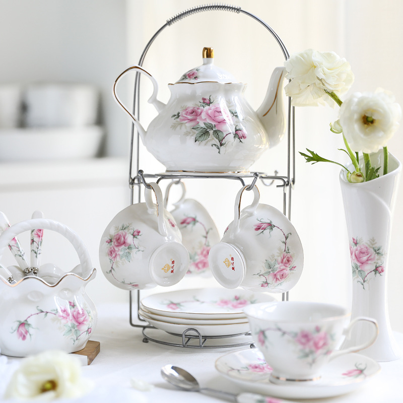 Tea Coffee Pot Set - セラミックコーヒーセット ヨーロピアンカップセット ブリティッシュアフタヌーンティーセット 15点-21点 コーヒーカップ コーヒーポット