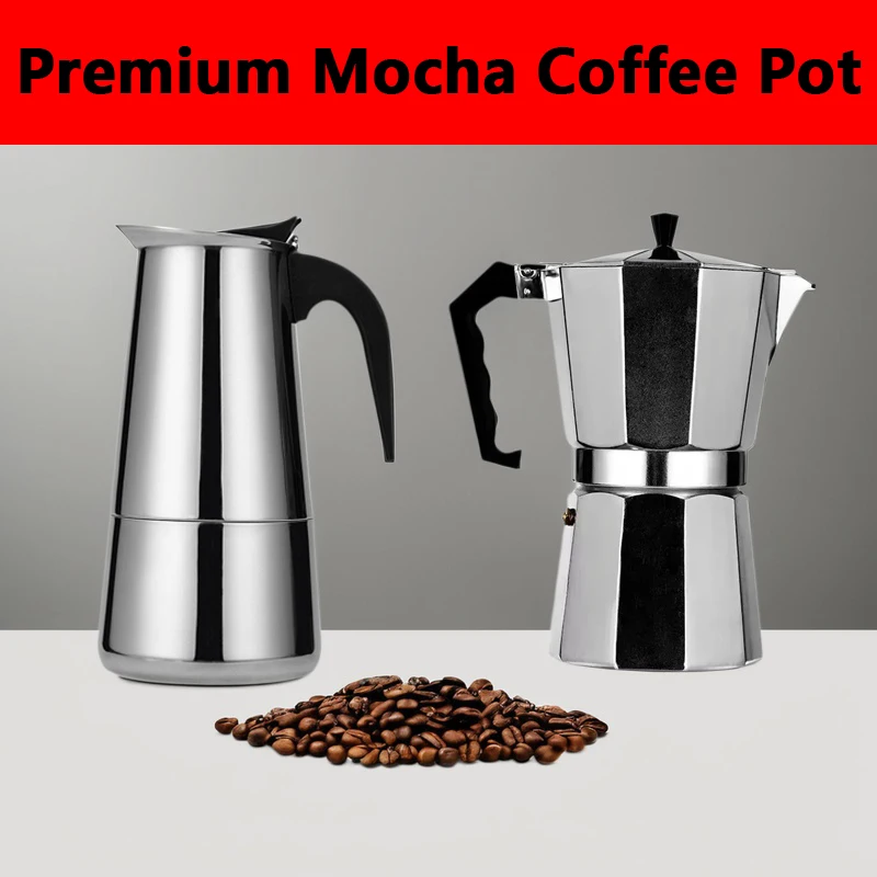 Moka Pot Stove - コーヒーメーカー モカポット 50ml-600ml ステンレス鋼カフェパーコレーターメーカー、イタリアコーヒーマシンフィット電磁調理器コーヒーウェア