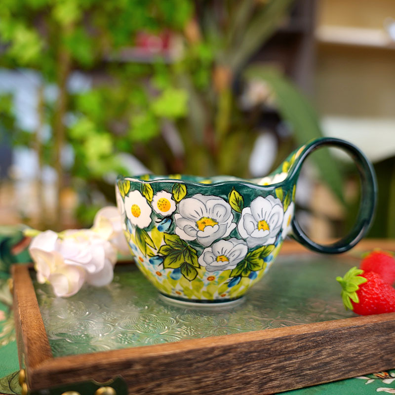 ジャスミンアンダーグレーズセラミックマグ スプーン付き、大き - Coffee Jasmine Tea のレビューと価格
