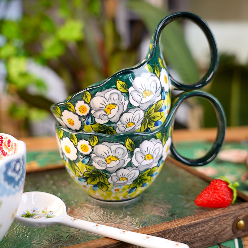 ジャスミンアンダーグレーズセラミックマグ スプーン付き、大き - Coffee Jasmine Tea のレビューと価格