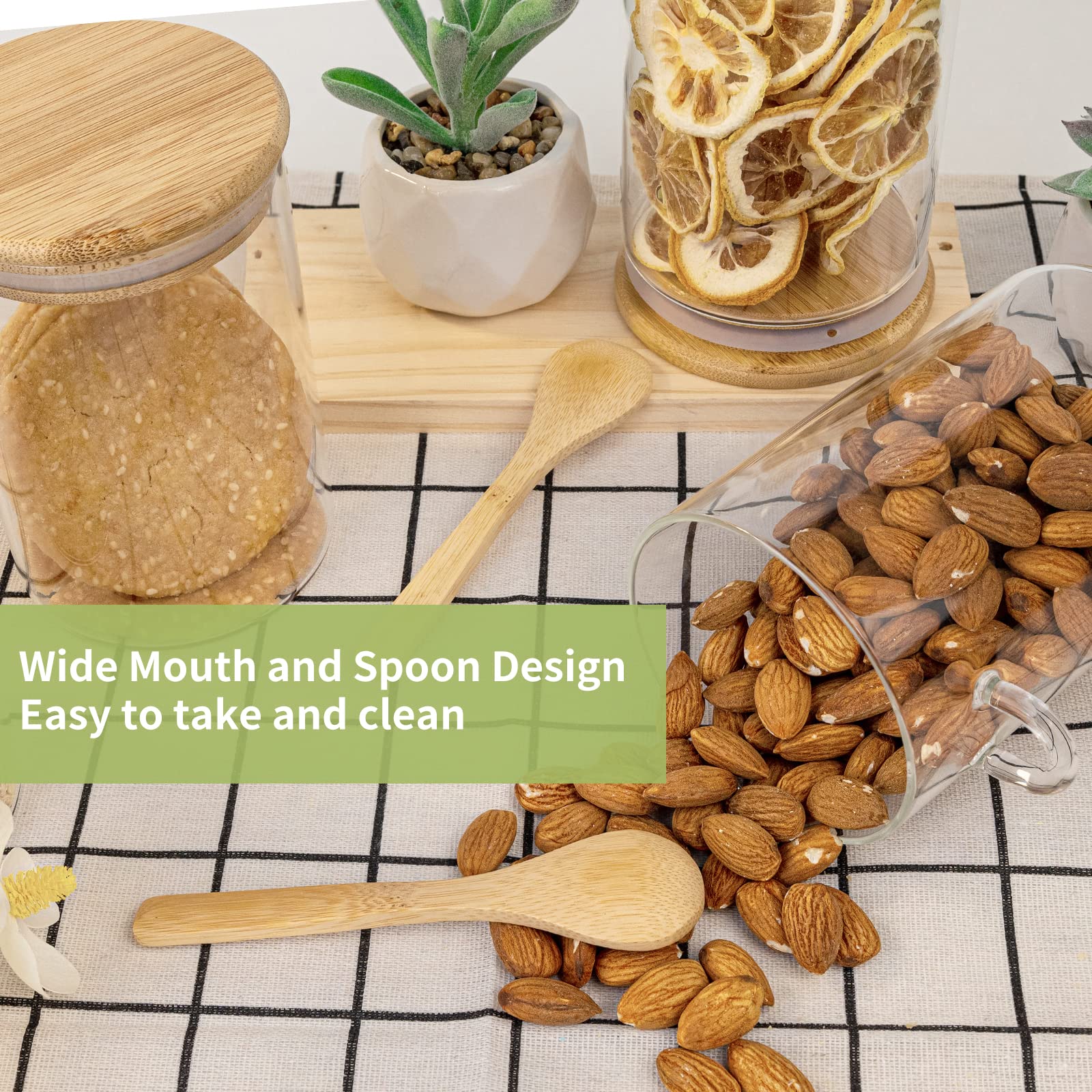 気密性のある食品保存用プラスチック容器、木製スプーンと蓋付き - Coffee Tea Canister Set のレビューと価格