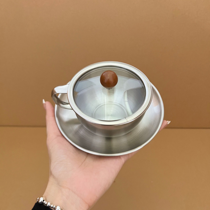 レトロなステンレス製コーヒーカップとソーサーセット、ヨーロッ - Coffee Tea And Sugar Canister Set のレビューと価格