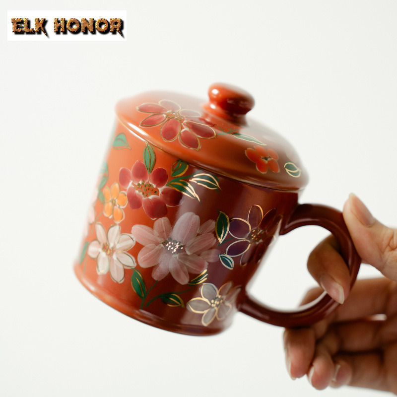 300 ミリリットル手描きジャスミンの花蓋付きコーヒーマグカ - Coffee Jasmine Tea のレビューと価格