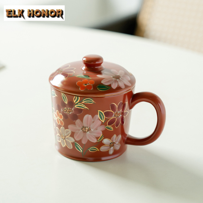300 ミリリットル手描きジャスミンの花蓋付きコーヒーマグカ - Coffee Jasmine Tea のレビューと価格