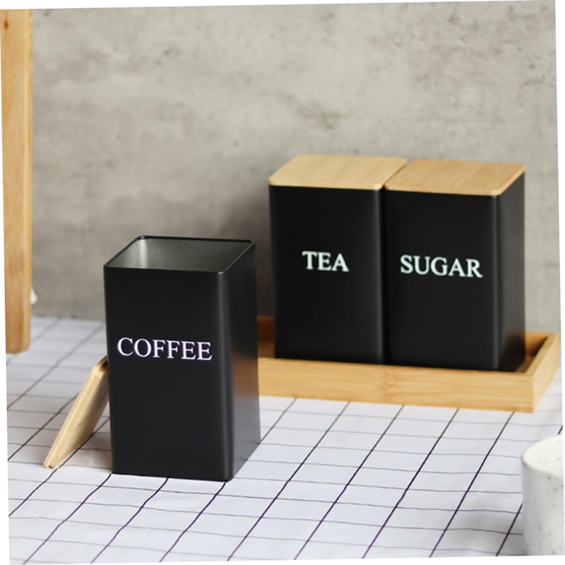 3個セット 茶葉・コーヒー・砂糖用キャニスターセット トレイ - Coffee Tea Canister Set のレビューと価格