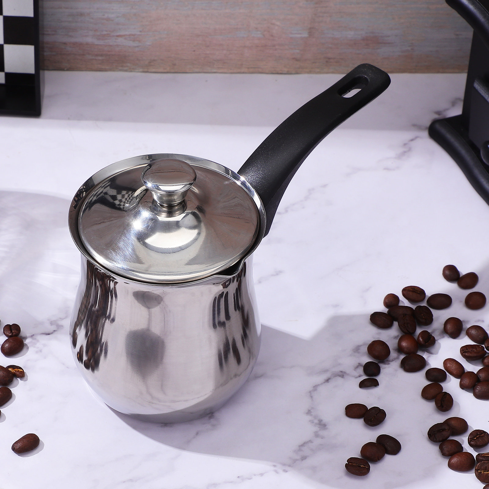 ステンレス鋼トルココーヒーポット 360ml ロングハンドル - Coffee Tea Warmer のレビューと価格