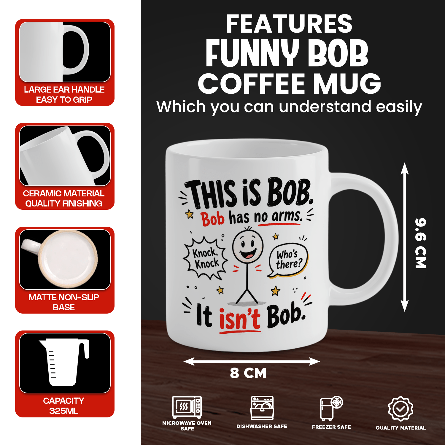 面白い白いセラミックコーヒーマグ – 「これはボブだ」ジョー - Coffee Tea Joke のレビューと価格
