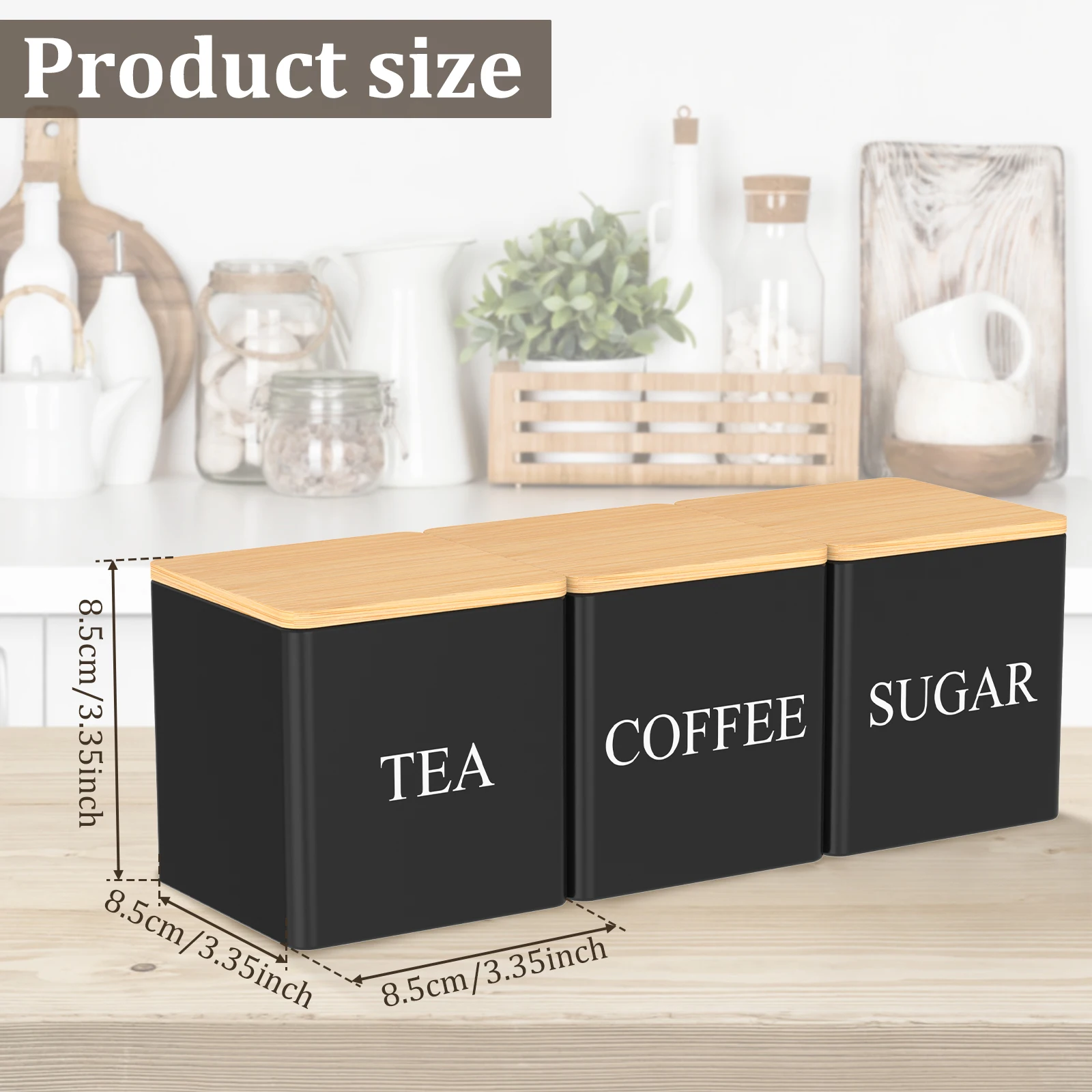 3個セット 500ml 茶葉・砂糖・コーヒー用キャニスター  - Coffee Tea Canister Set のレビューと価格