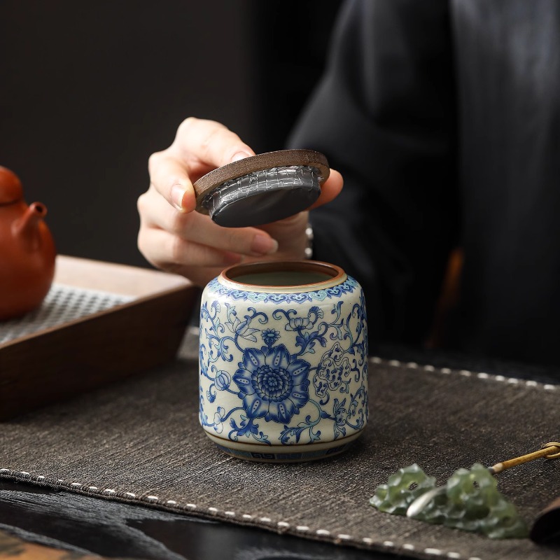 クリエイティブ青と白の磁器密封された茶キャニスター竹蓋ヴィン - Coffee Tea Canister Set のレビューと価格