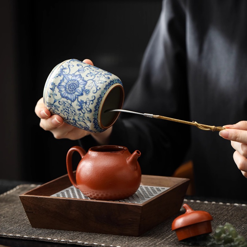 クリエイティブ青と白の磁器密封された茶キャニスター竹蓋ヴィン - Coffee Tea Canister Set のレビューと価格