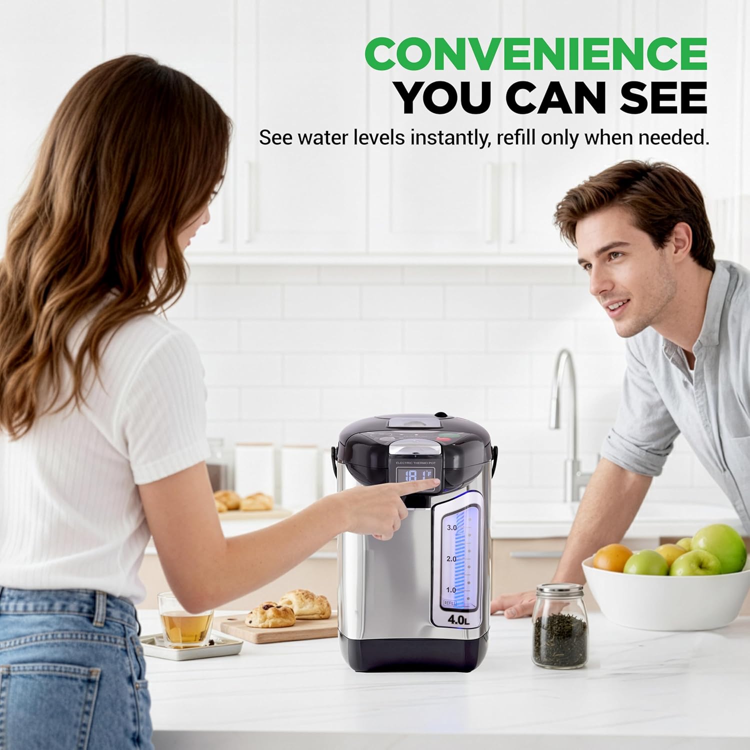 4L電気温水ディスペンサー LCDディスプレイ付き、360度 - Dispenser Coffee And Tea のレビューと価格