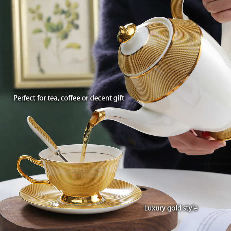 豪華な磁器のコーヒーセット,金の骨,セラミックカップ,シュガ - Tea Coffee Pot Set のレビューと価格