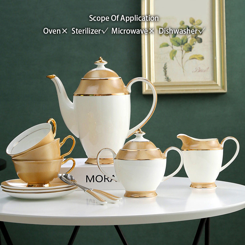 豪華な磁器のコーヒーセット,金の骨,セラミックカップ,シュガ - Tea Coffee Pot Set のレビューと価格