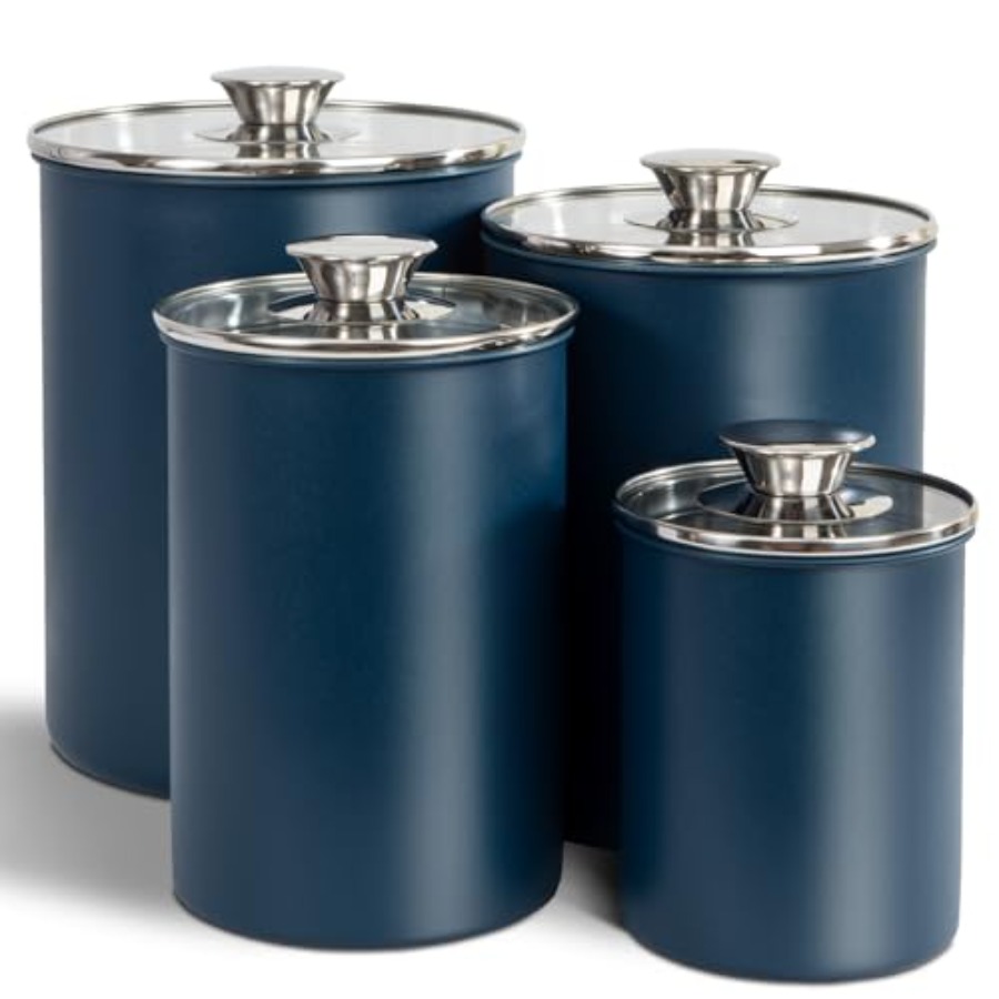 ステンレス製食品保存容器4個セット、16/49/85/132 - Coffee Tea Canister Set のレビューと価格