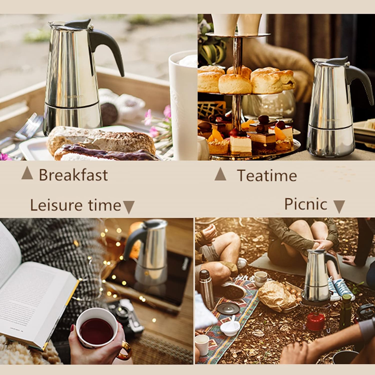 4/6/9カップモカポットカフェマシンエスプレッソカップコー - Coffee Tea Chocolate のレビューと価格
