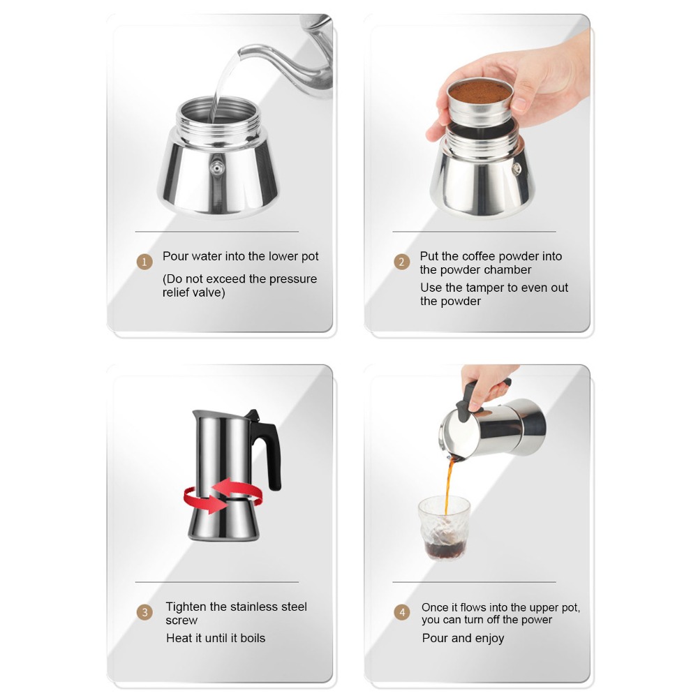 ステンレス製モカポット 大容量 シルバー ストーブトップモカ - Moka Pot Stove のレビューと価格
