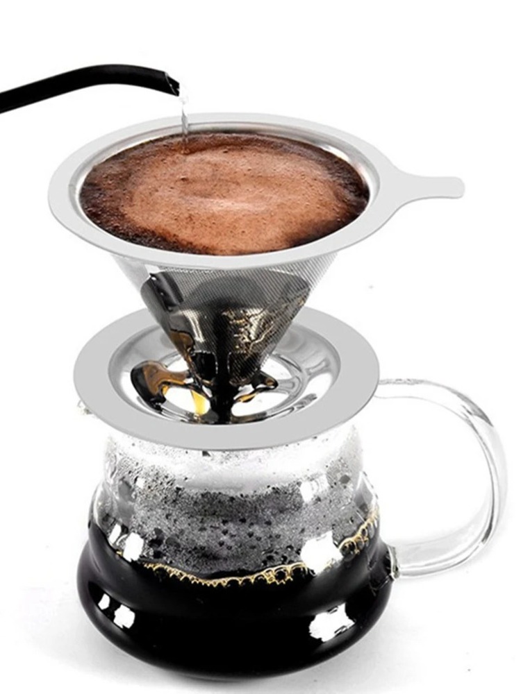 再利用可能なコーヒーフィルターホルダー二重層ステンレス鋼コー - Dispenser Coffee And Tea のレビューと価格