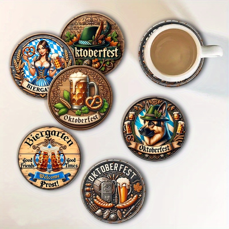 6個入り 4インチ 木製 ヴィンテージ ビール祭りテーマ コ - Coffee Tea Jug のレビューと価格
