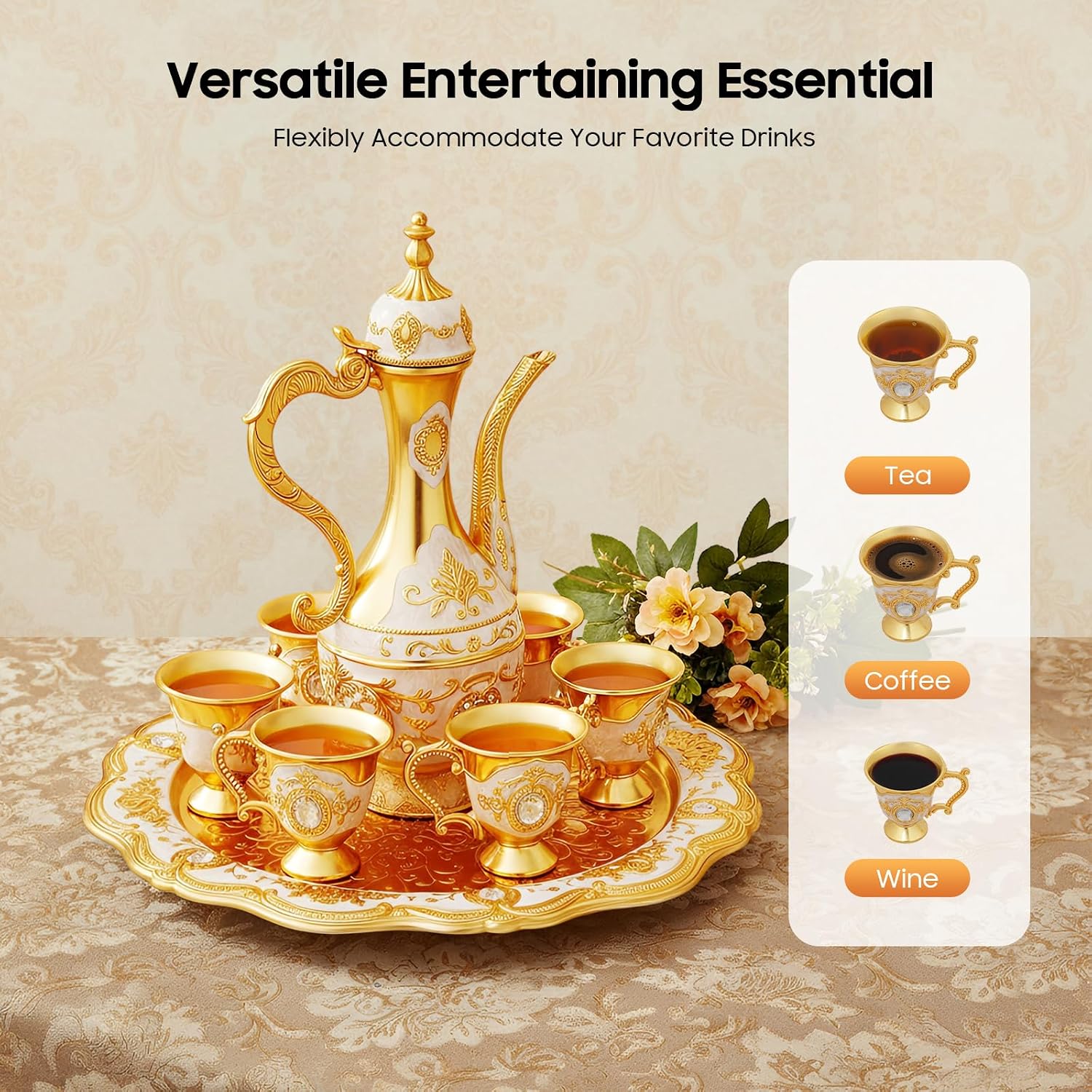 ヴィンテージトルココーヒーカップセット（ポットとカップ6個付 - Tea Coffee Pot Set のレビューと価格