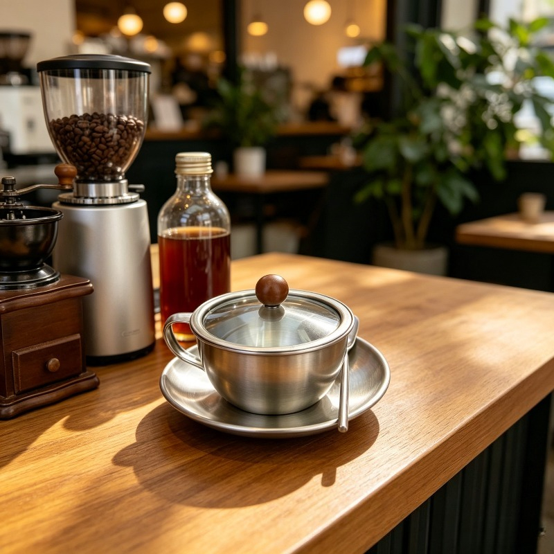 ヴィンテージステンレス鋼コーヒーカップソーサーセットインダス - Coffee Tea And Sugar Canister Set のレビューと価格