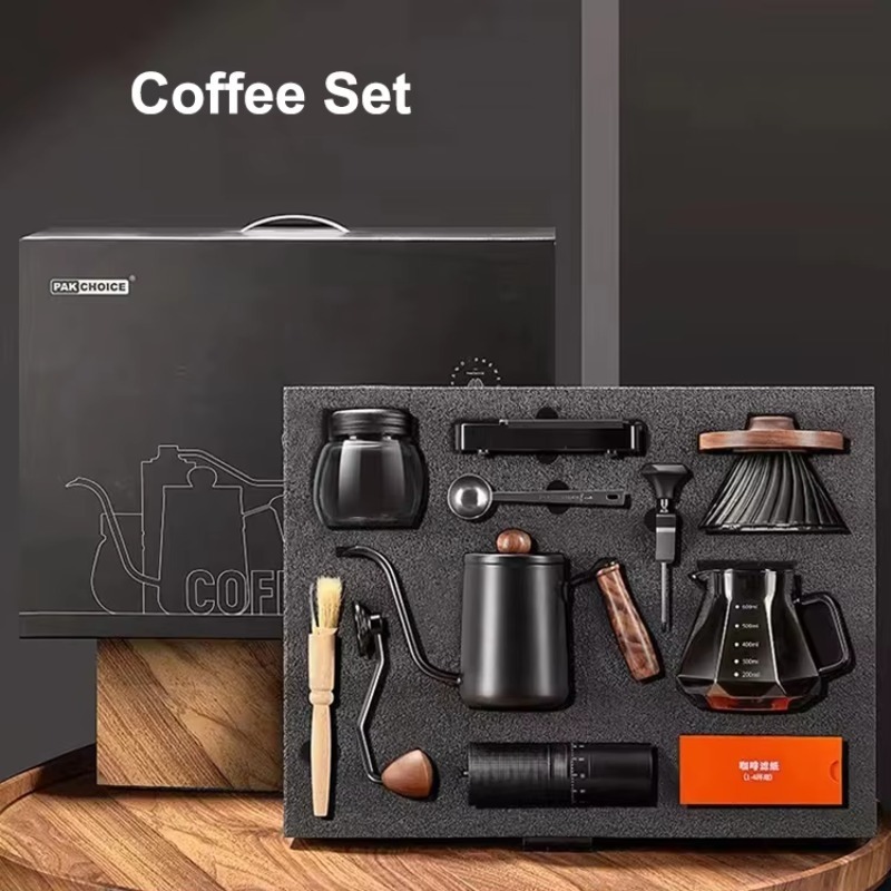 10点入りトラベルコーヒーセット、手動コーヒーグラインダー、 - Tea Coffee Pot Set のレビューと価格