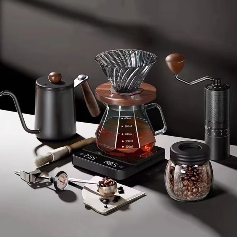 10点入りトラベルコーヒーセット、手動コーヒーグラインダー、 - Tea Coffee Pot Set のレビューと価格