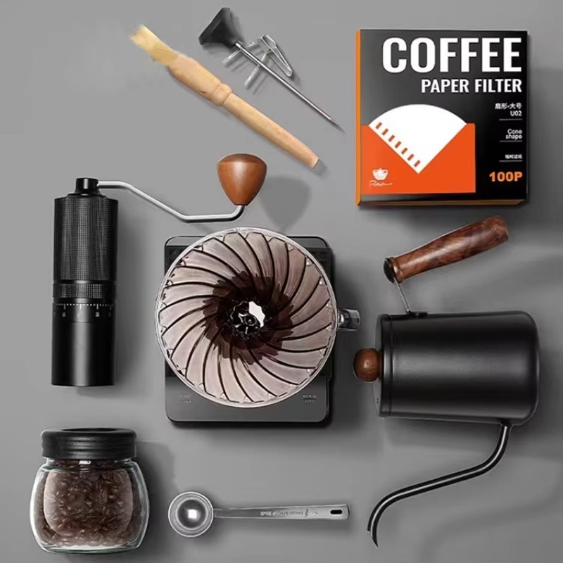 10点入りトラベルコーヒーセット、手動コーヒーグラインダー、 - Tea Coffee Pot Set のレビューと価格
