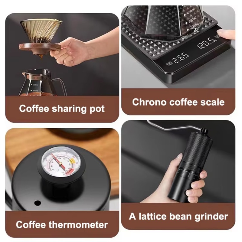 10点入りトラベルコーヒーセット、手動コーヒーグラインダー、 - Tea Coffee Pot Set のレビューと価格