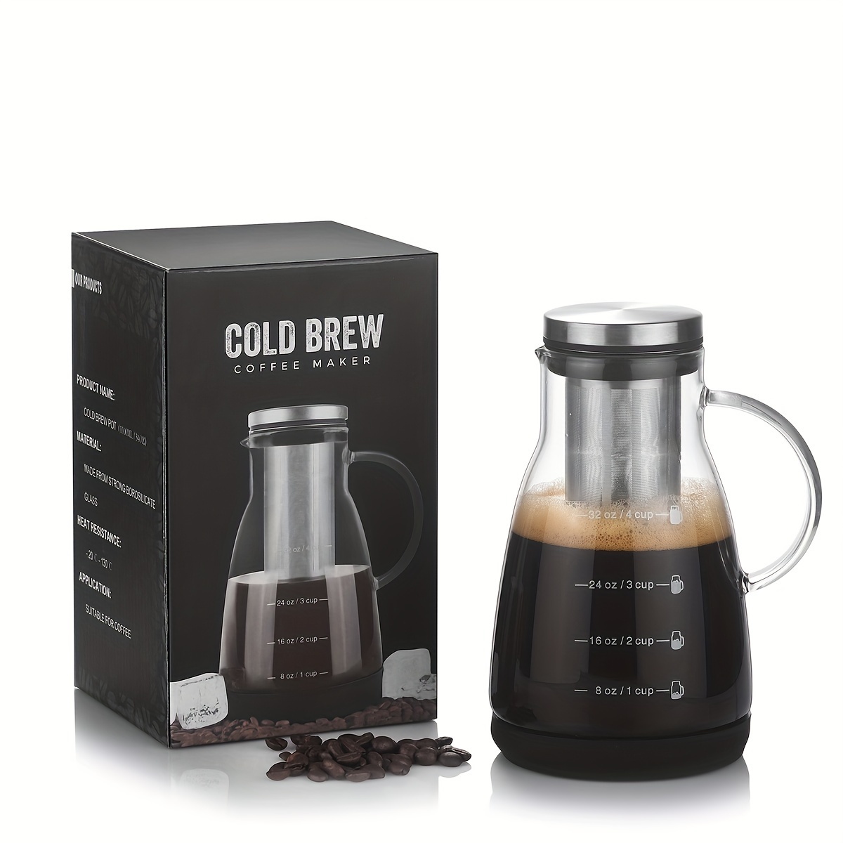 24オンス クラシックガラス製コールドブリューコーヒーピッチ - Coffee Tea Maker のレビューと価格