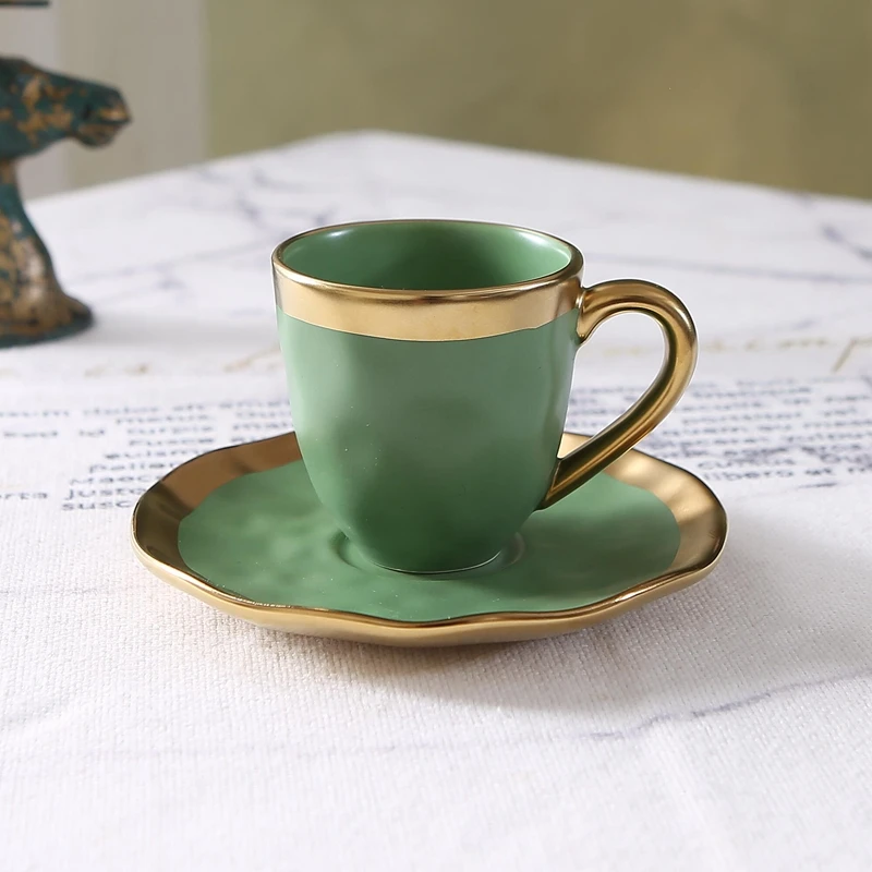 イタリアンカラー釉薬セラミック製小型コーヒーカップ＆プレート - Tea Coffee Pot Set のレビューと価格
