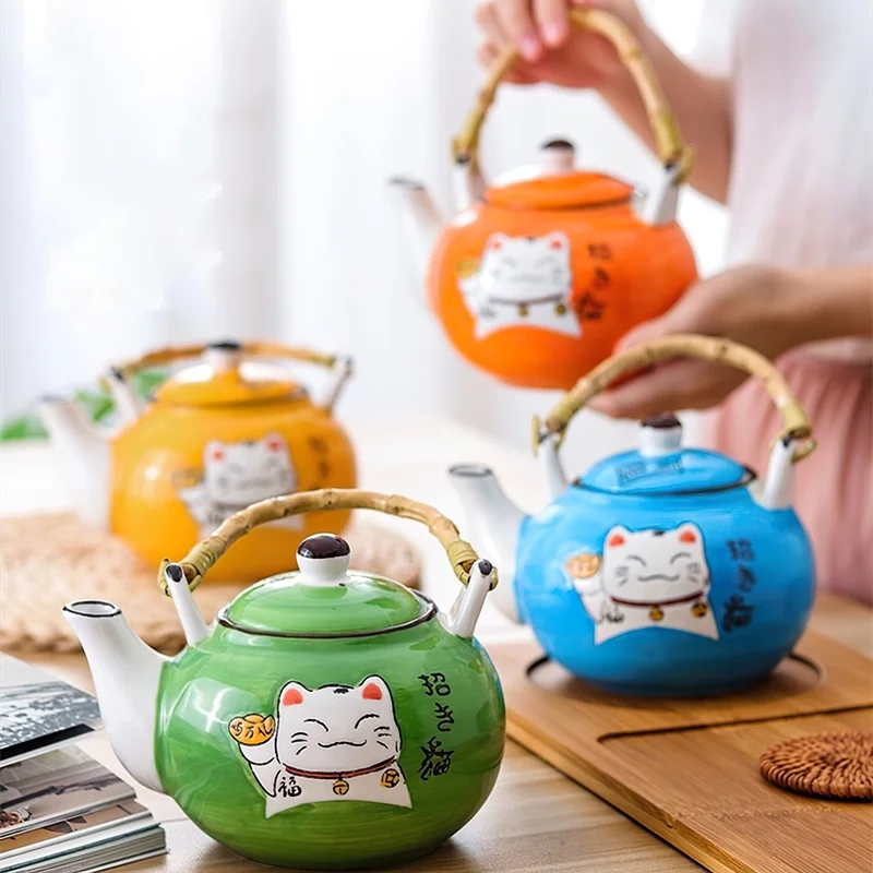 日本製クリエイティブマルチカラー漫画招き猫セラミックコーヒー - Tea Coffee Pot Set のレビューと価格