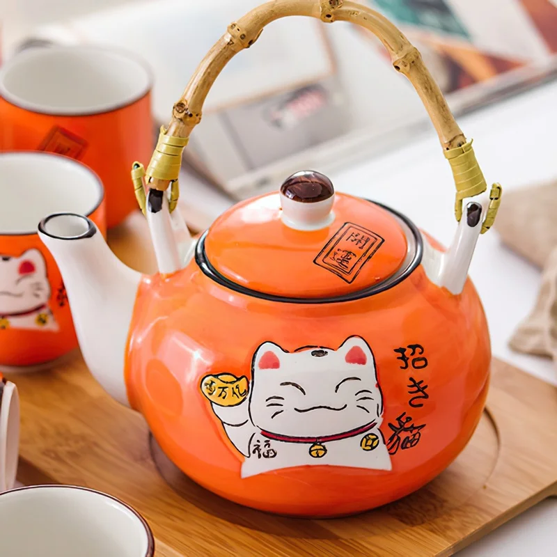 日本製クリエイティブマルチカラー漫画招き猫セラミックコーヒー - Tea Coffee Pot Set のレビューと価格