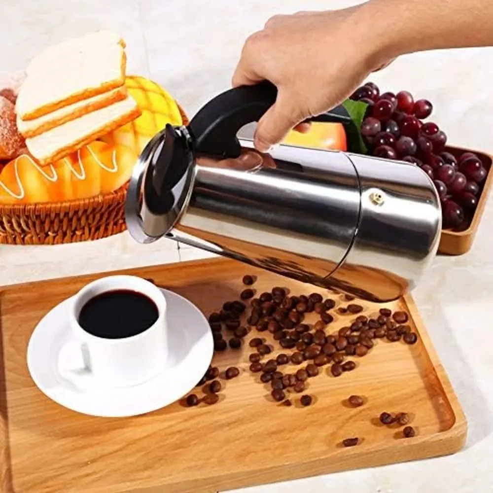 モカコーヒーポット ステンレス鋼エスプレッソポット コーヒー - Coffee Tea Maker のレビューと価格