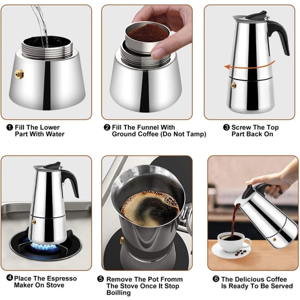 モカコーヒーポット ステンレス鋼エスプレッソポット コーヒー - Coffee Tea Maker のレビューと価格